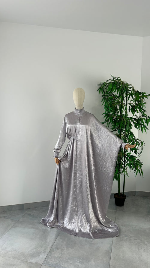 Abaya Nouha Gris Argenté