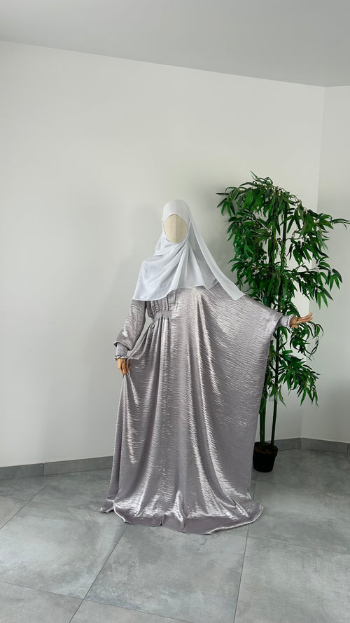Abaya Nouha Gris Argenté