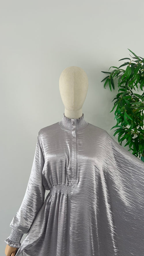Abaya Nouha Gris Argenté