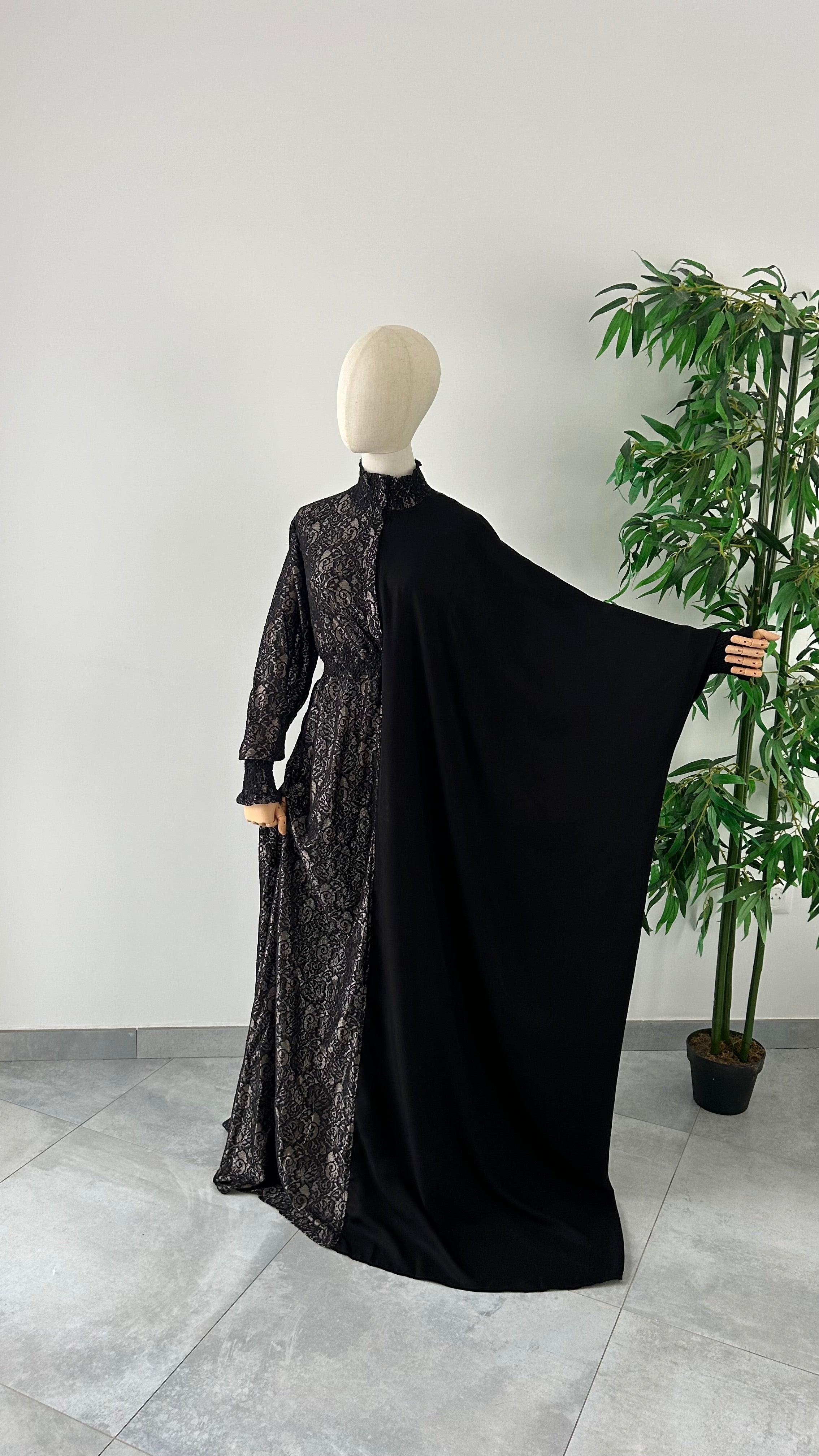 Abaya Nouha Noir Dentelle