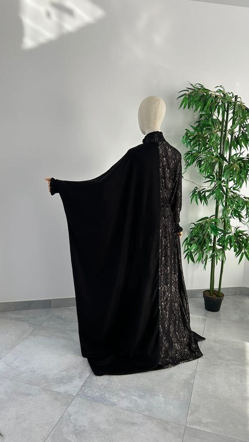 Abaya Nouha Noir Dentelle