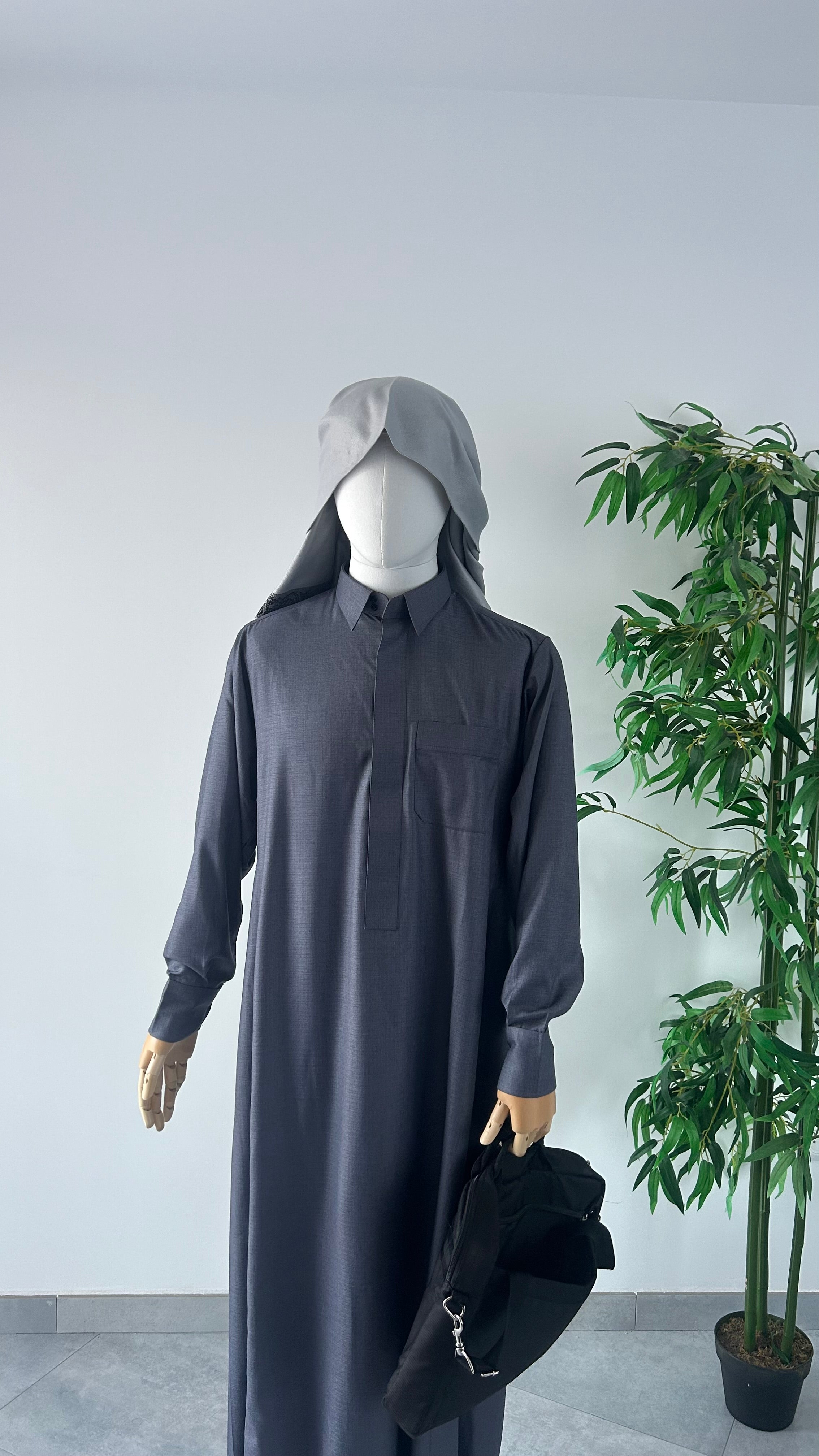 Qamis Saoudien Gris Foncé